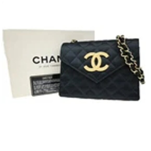 CHANEL CC Mini Matelasse Chain Shoulder Bag Satin Black GHW Vintage 648RL403 - Picture 1 of 16